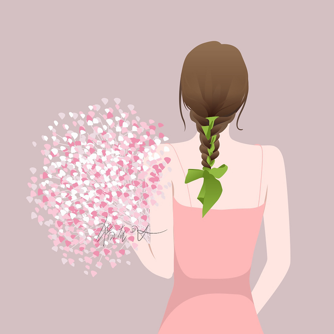 原创x满天星x扁平风女生头像/闺蜜头像-20 满天星的还画了组粉色的我