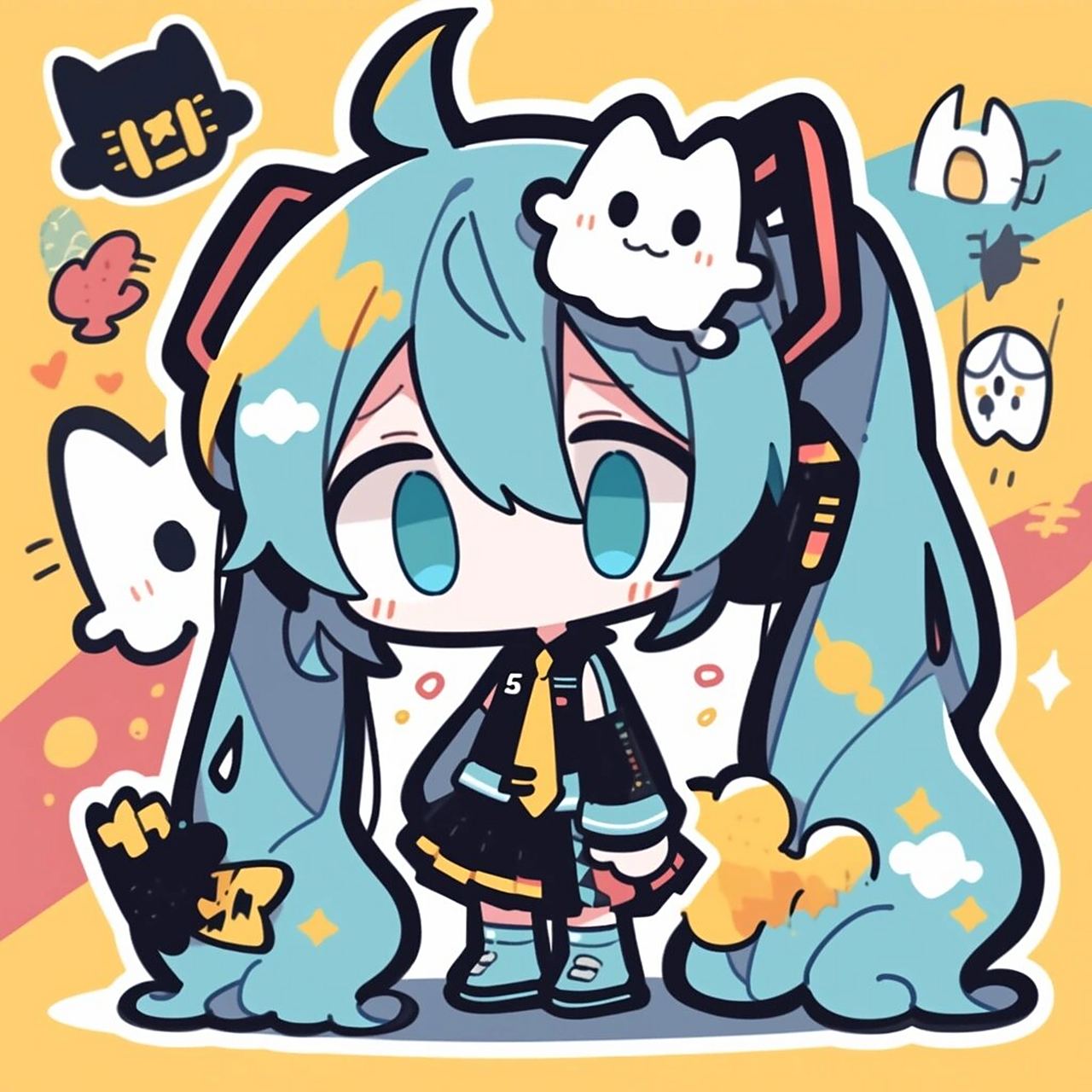 hatsune miku初音未来q版 可爱初音分享,关注我每天都有新的miku~#ai