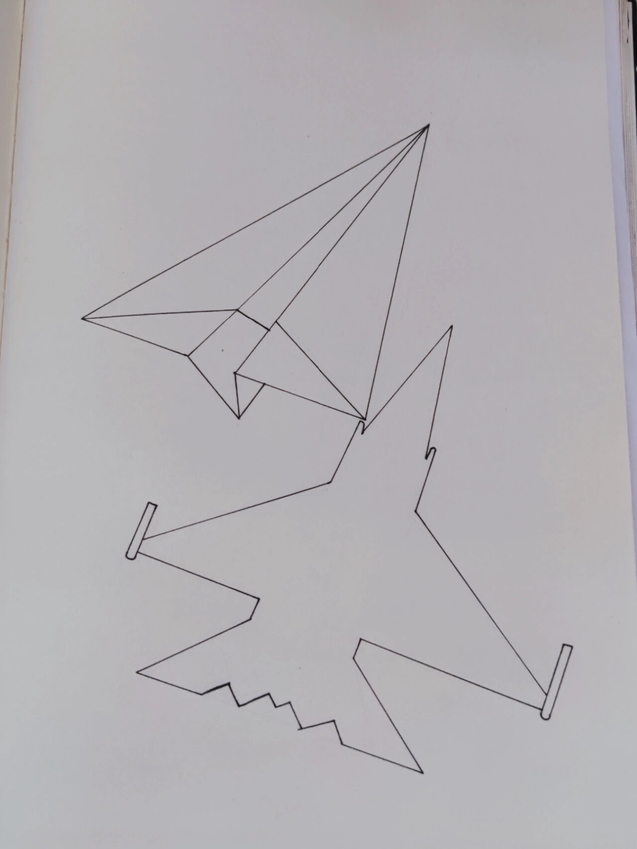 【1.20纸飞机黑白简笔画】创意线描插画临摹