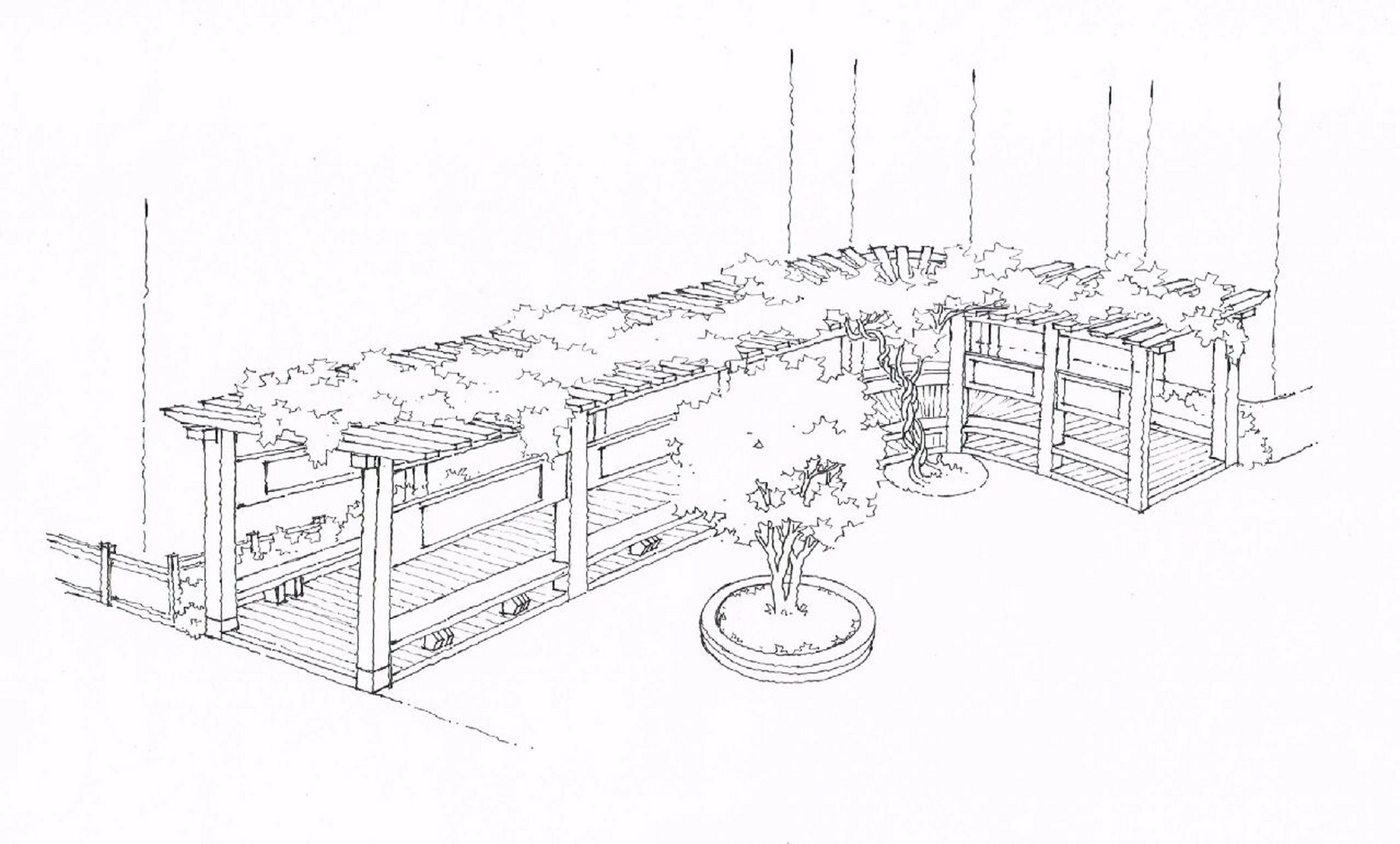 第三天:廊架手绘表现 (线稿 上色)