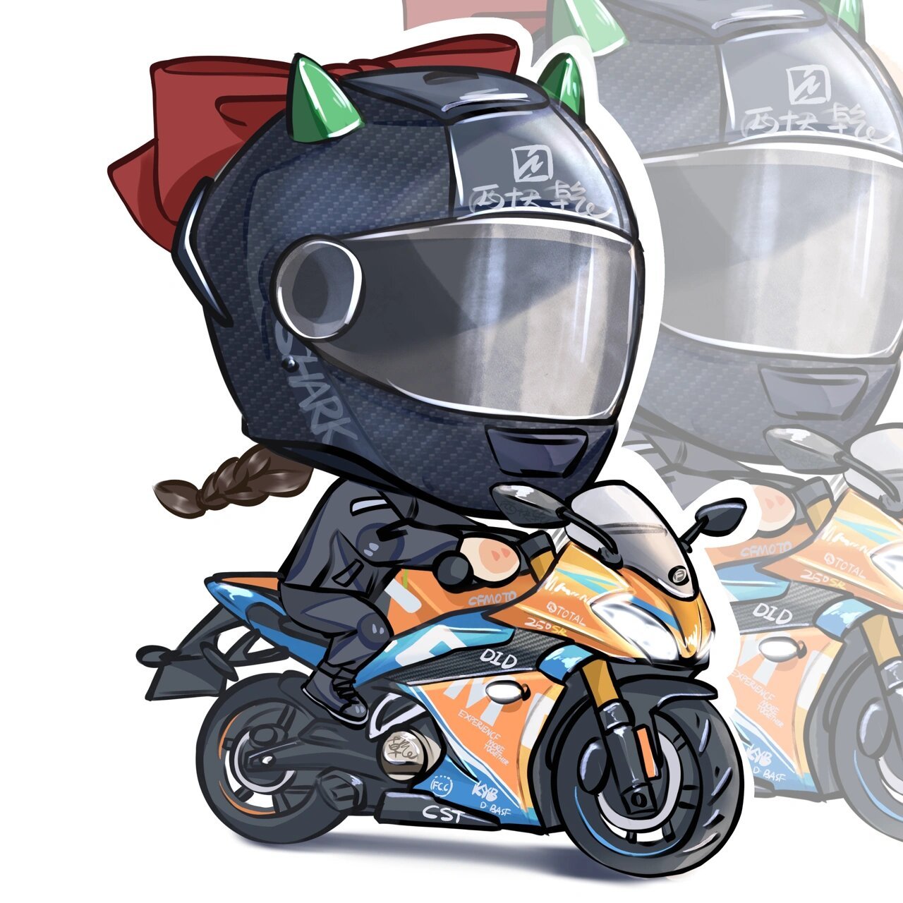 可用|q版机车情侣头像|春风250sr赛道版 俩版画的赛道版都画了,还是