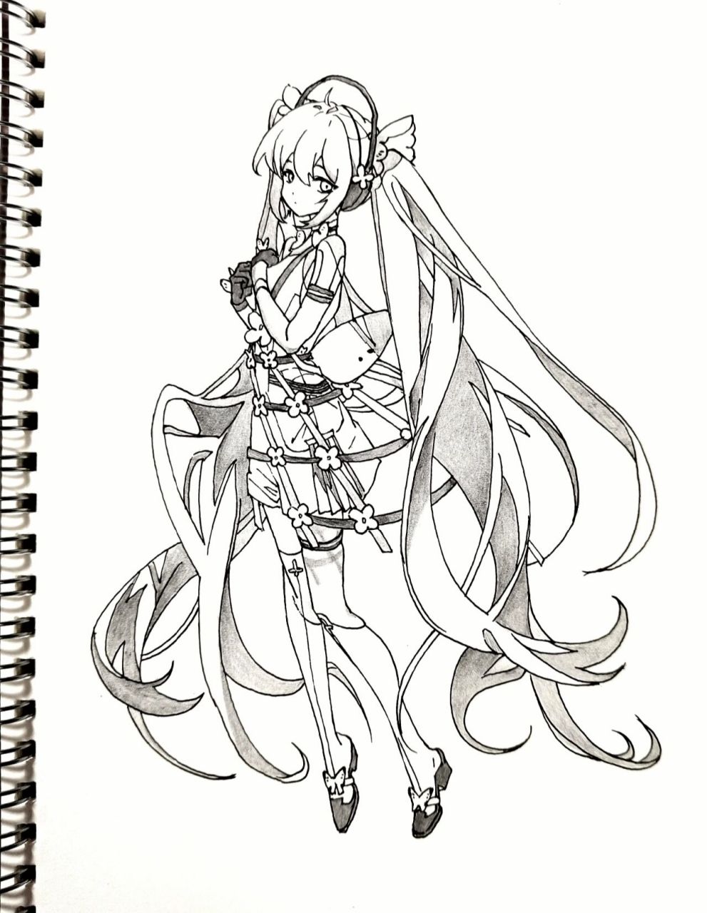 初音未来全身素描图片