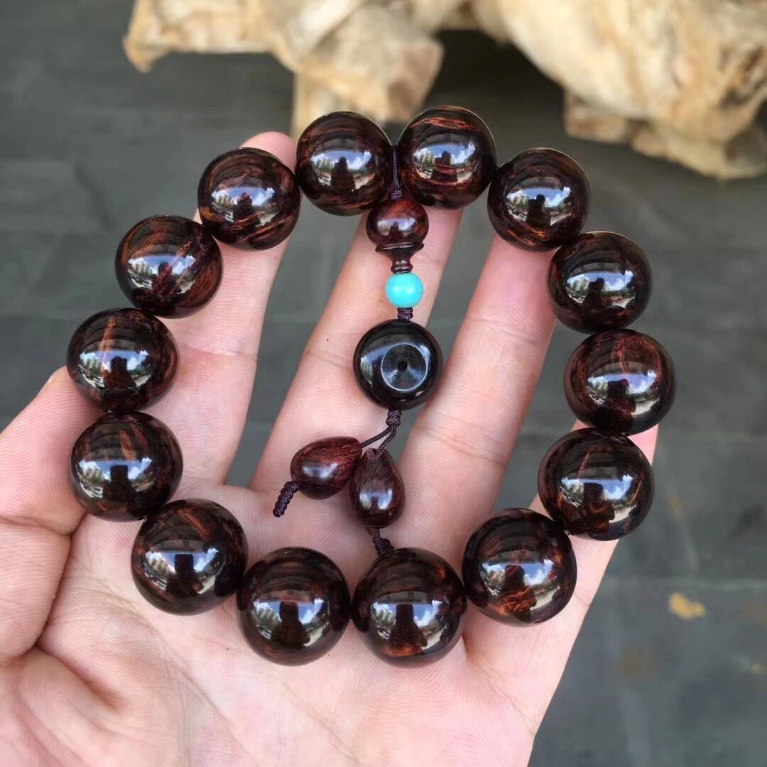 独特的海南黄花梨紫油梨老料芝麻点手串 正宗海南黄花梨手串,紫油梨