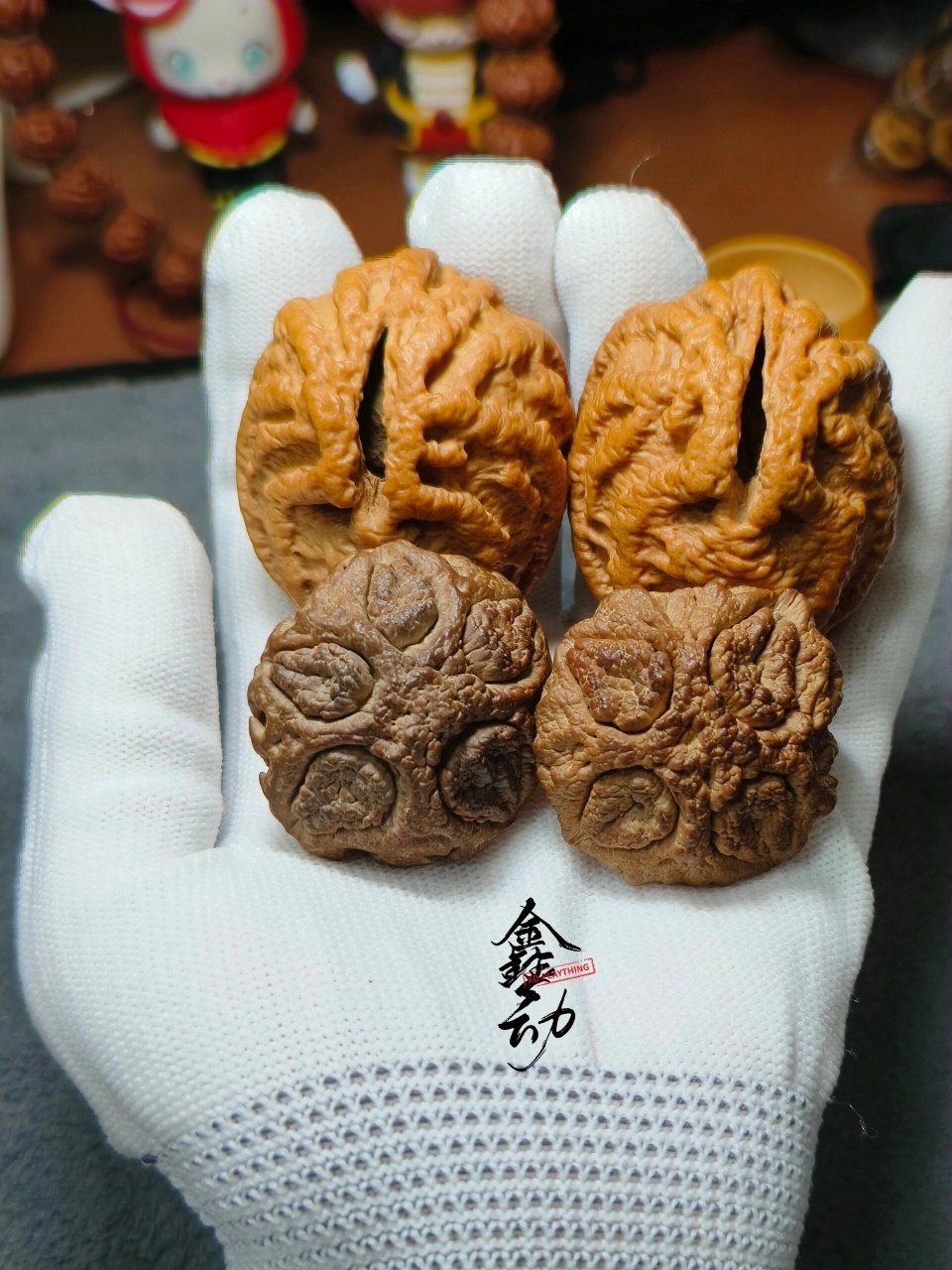 怪异美学之鬼脸核桃 佛系回血出一组鬼脸核桃 巴西乾坤鬼脸尺寸:边43