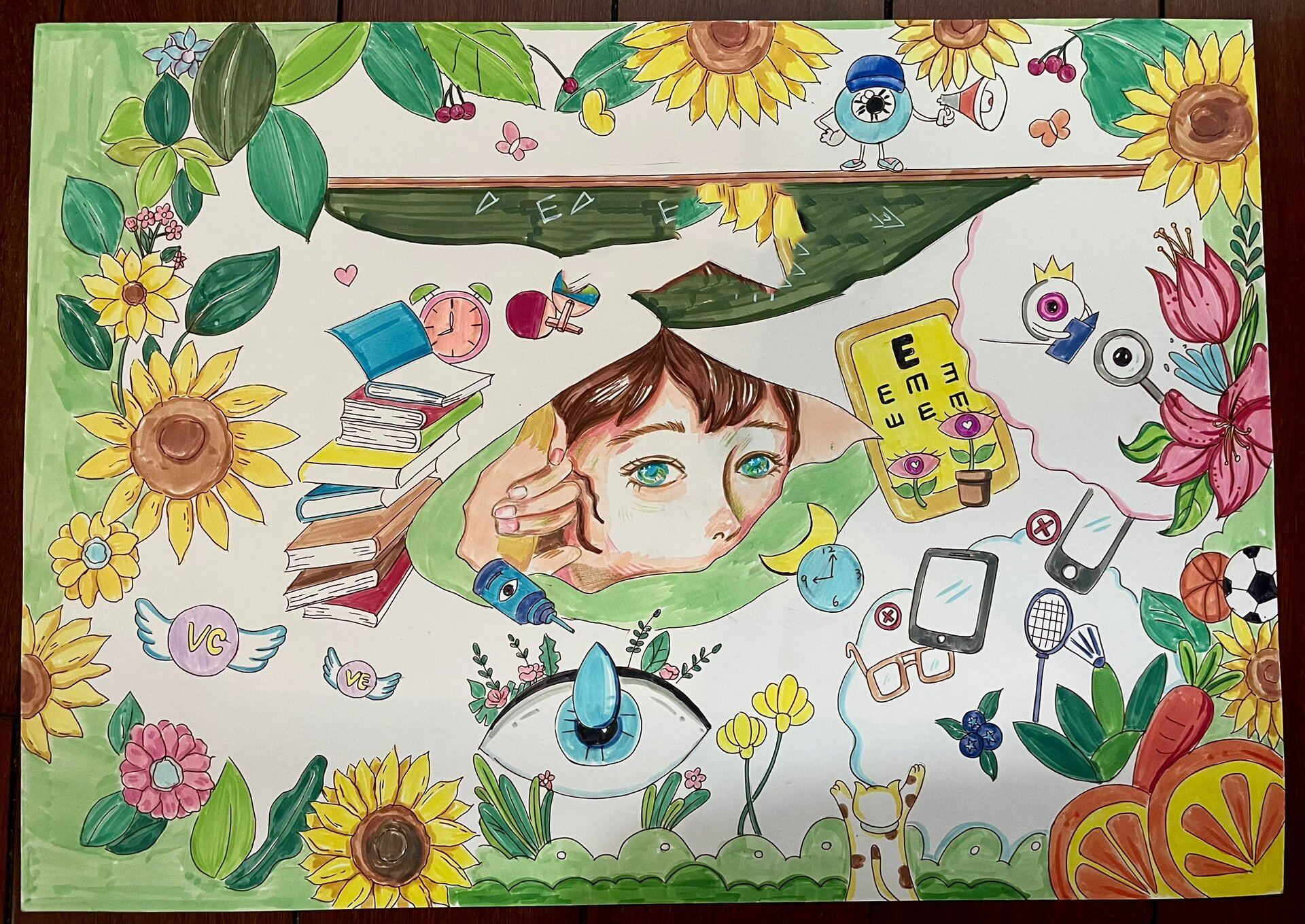 爱眼护眼主题儿童画手绘