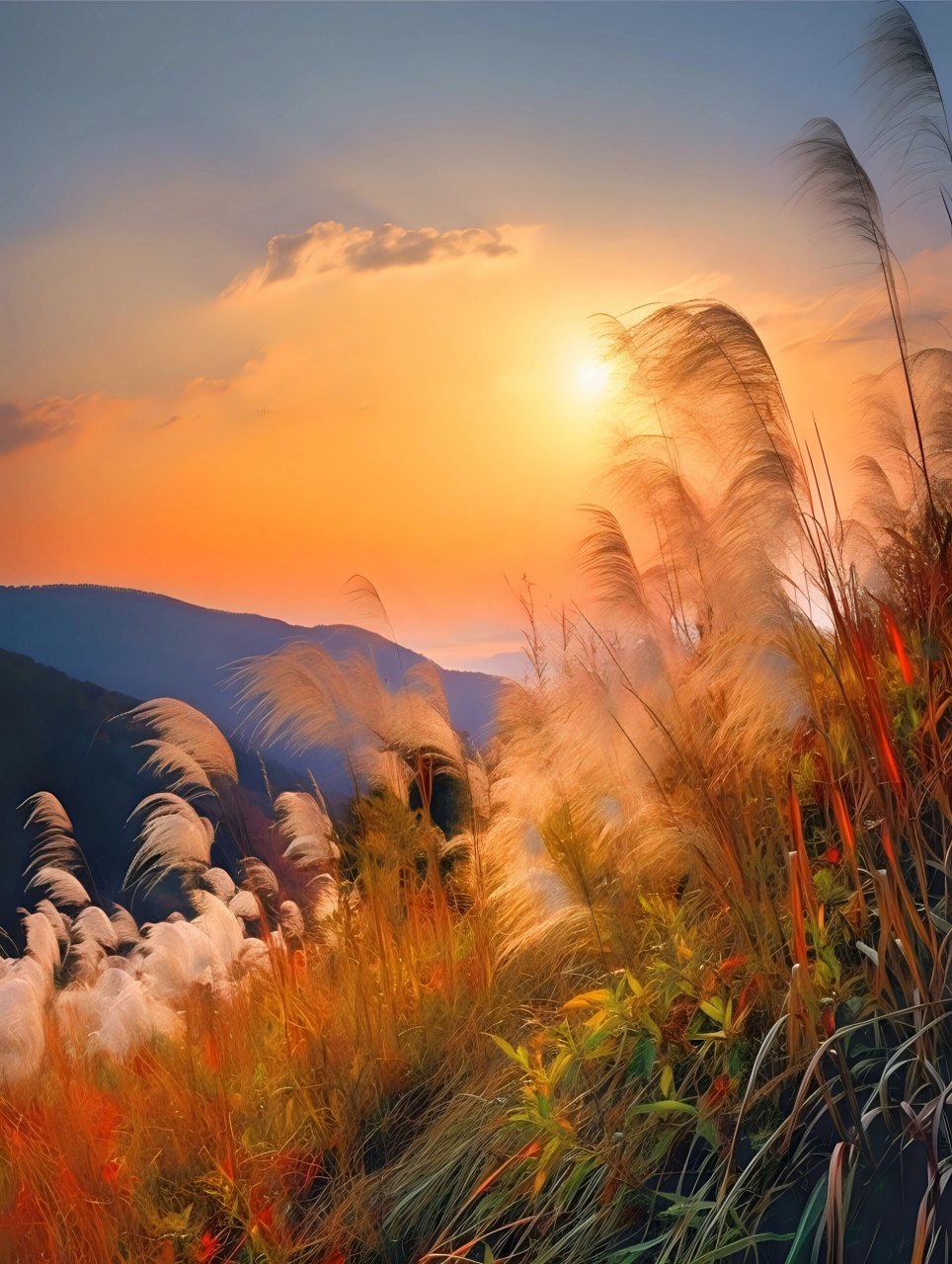 夕阳下的芦苇 这样的景色有人喜欢吗