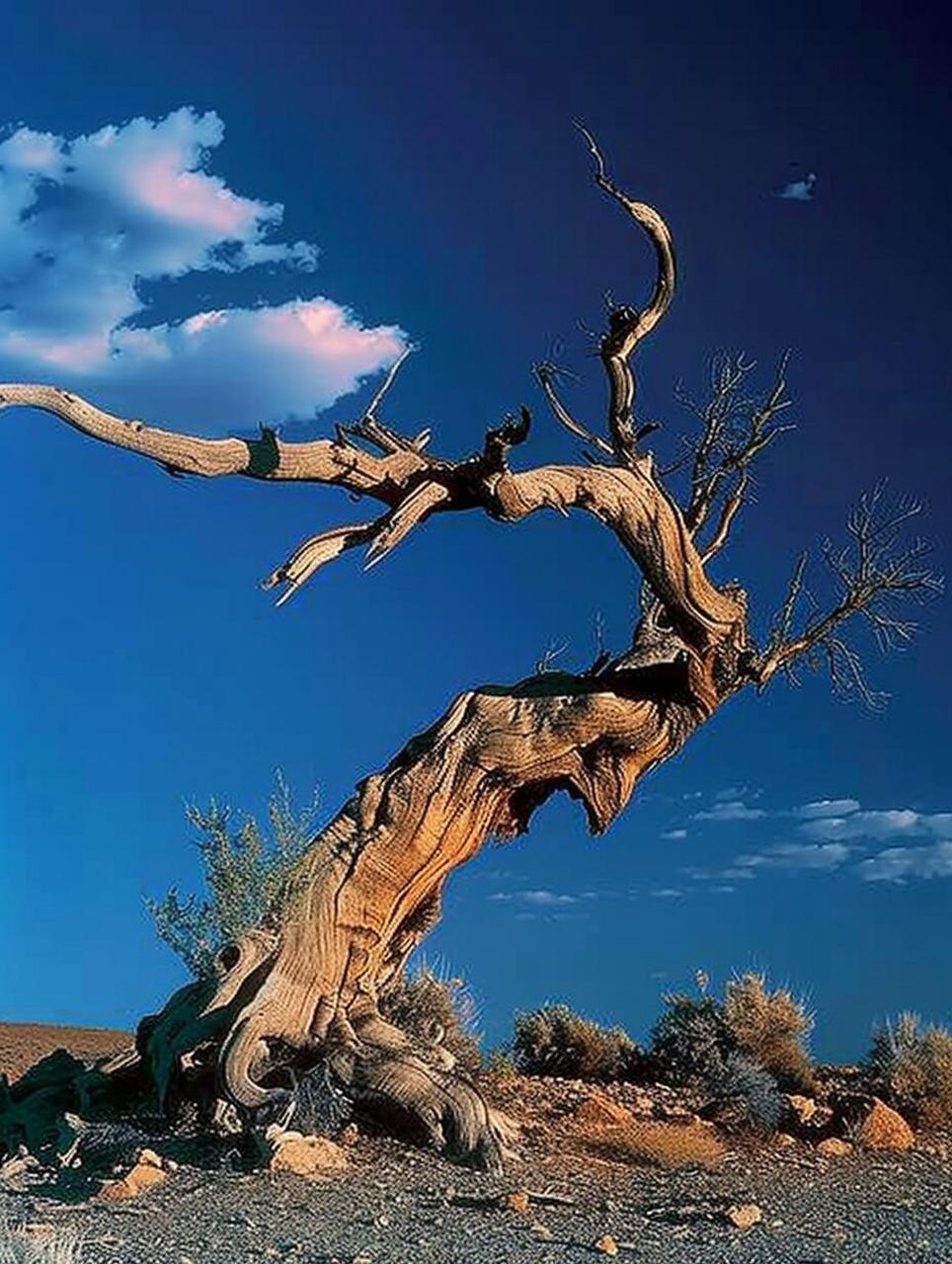 在遥远的荒漠边际,一棵胡杨树孤独地站立,它的存在,如同岁月中的一首