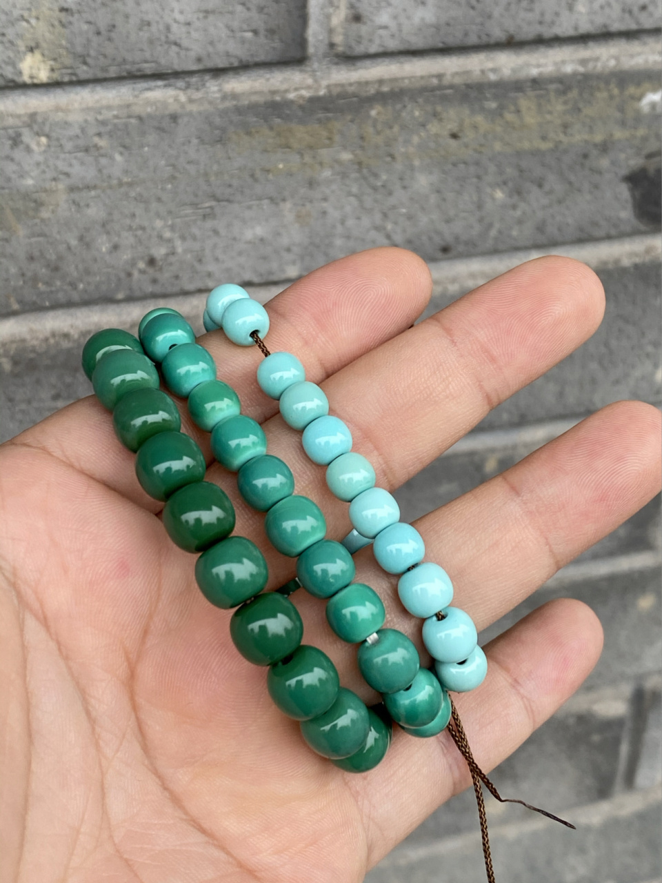 三个不同时期的绿松石对比 同一批料子,不同时期的比对.