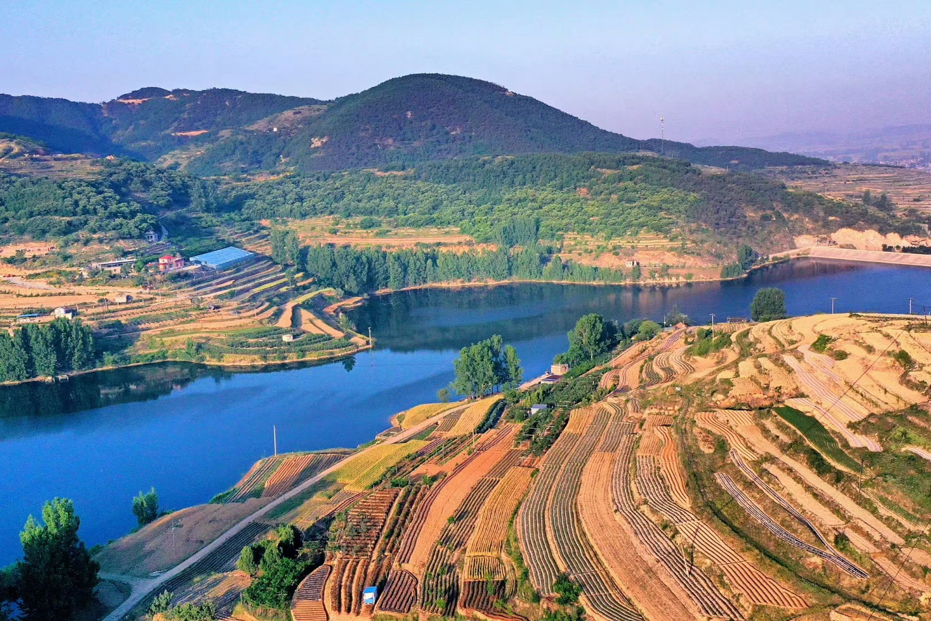 最in山东打卡地# 小满过后是初夏,在莒县龙山镇山区看梯田,一块挨一