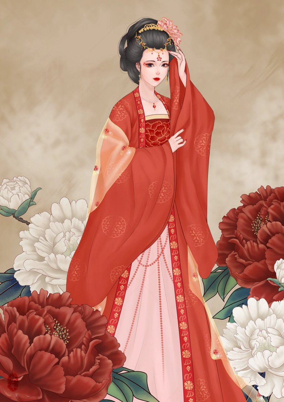 中国四大美女之杨玉环 杨贵妃 我正在跟张小白学古风插画,学习打卡76