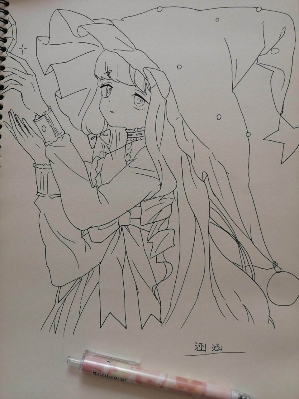 动漫人物女手绘教程 猜猜我是用铅笔画的用圆珠笔勾的线,还是直接用