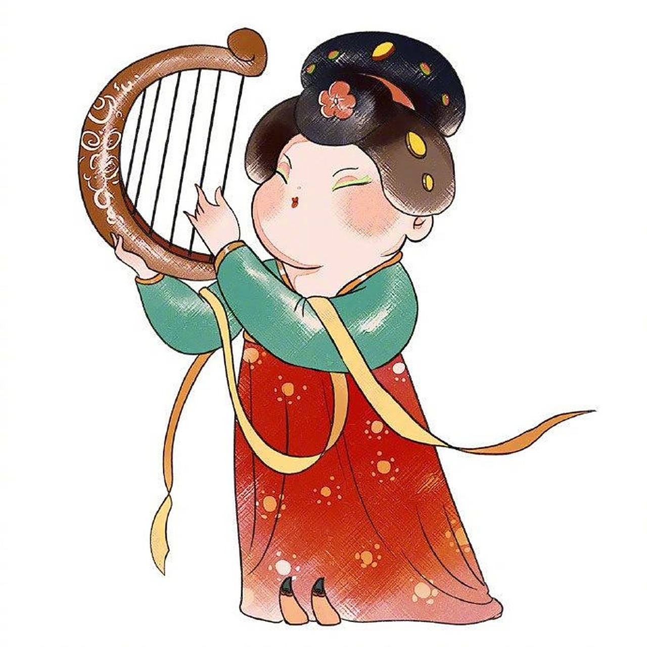 【绘画素材分享】超可爱的q版仕女图～ 可可爱爱 唐朝仕女图素材,刷到