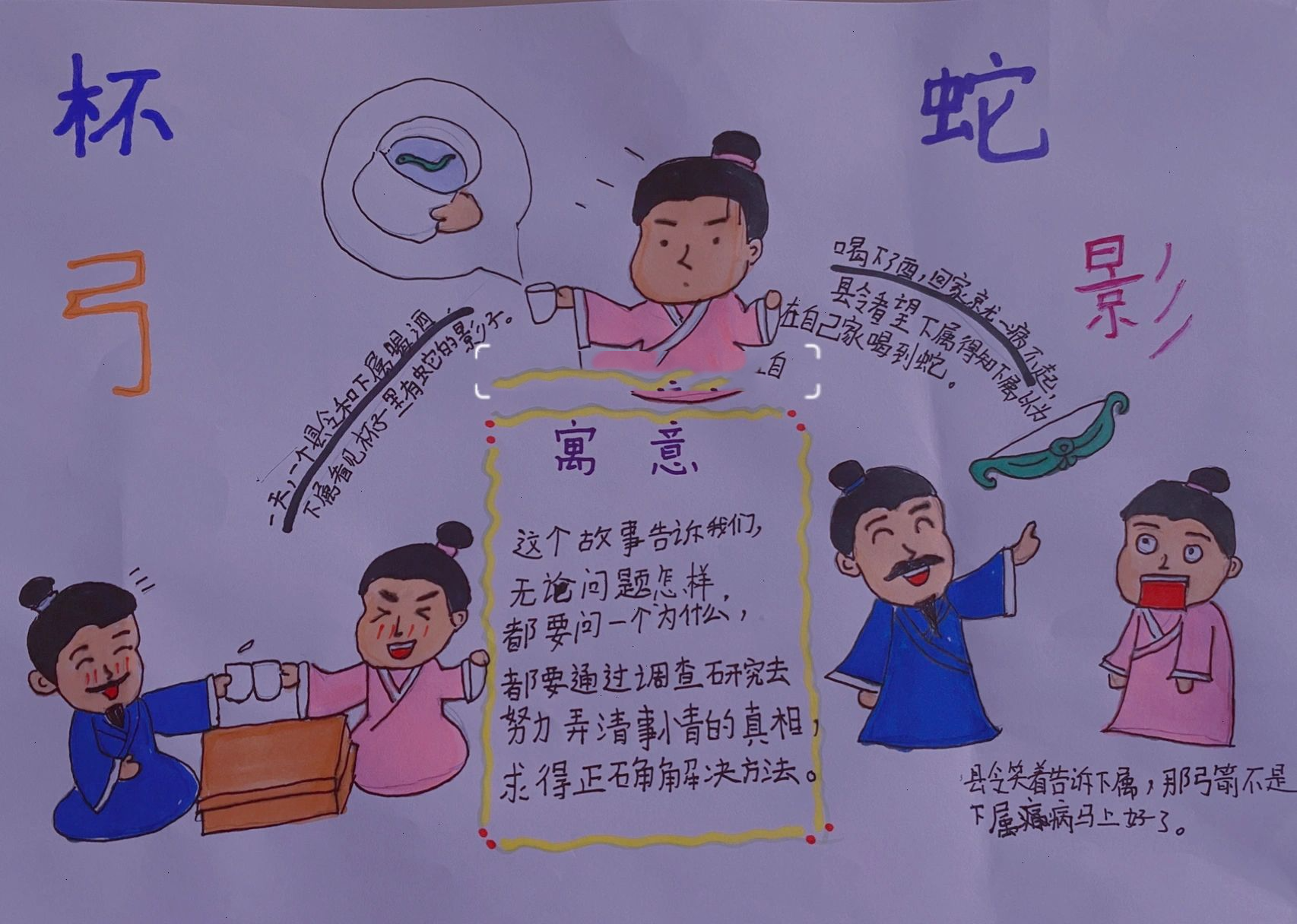 寓言故事杯弓蛇影手抄报