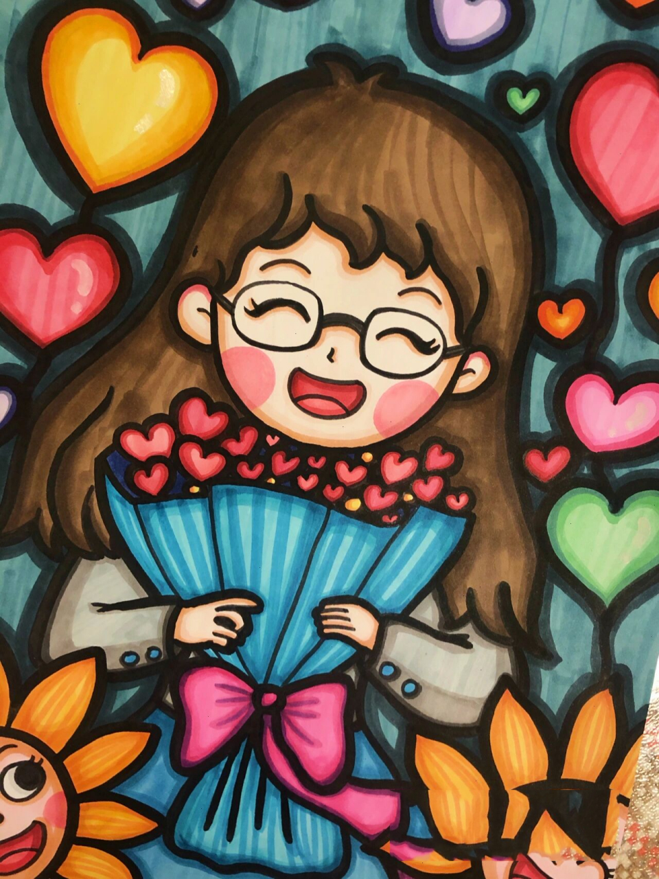 【原创】教师节儿童画教师节画教师节马克笔画 0006000578