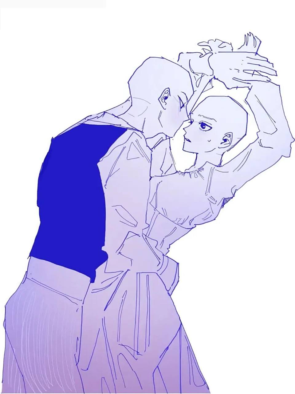 绘画96素材丨双人互动线稿素材7515 今天兔子91给大家继续