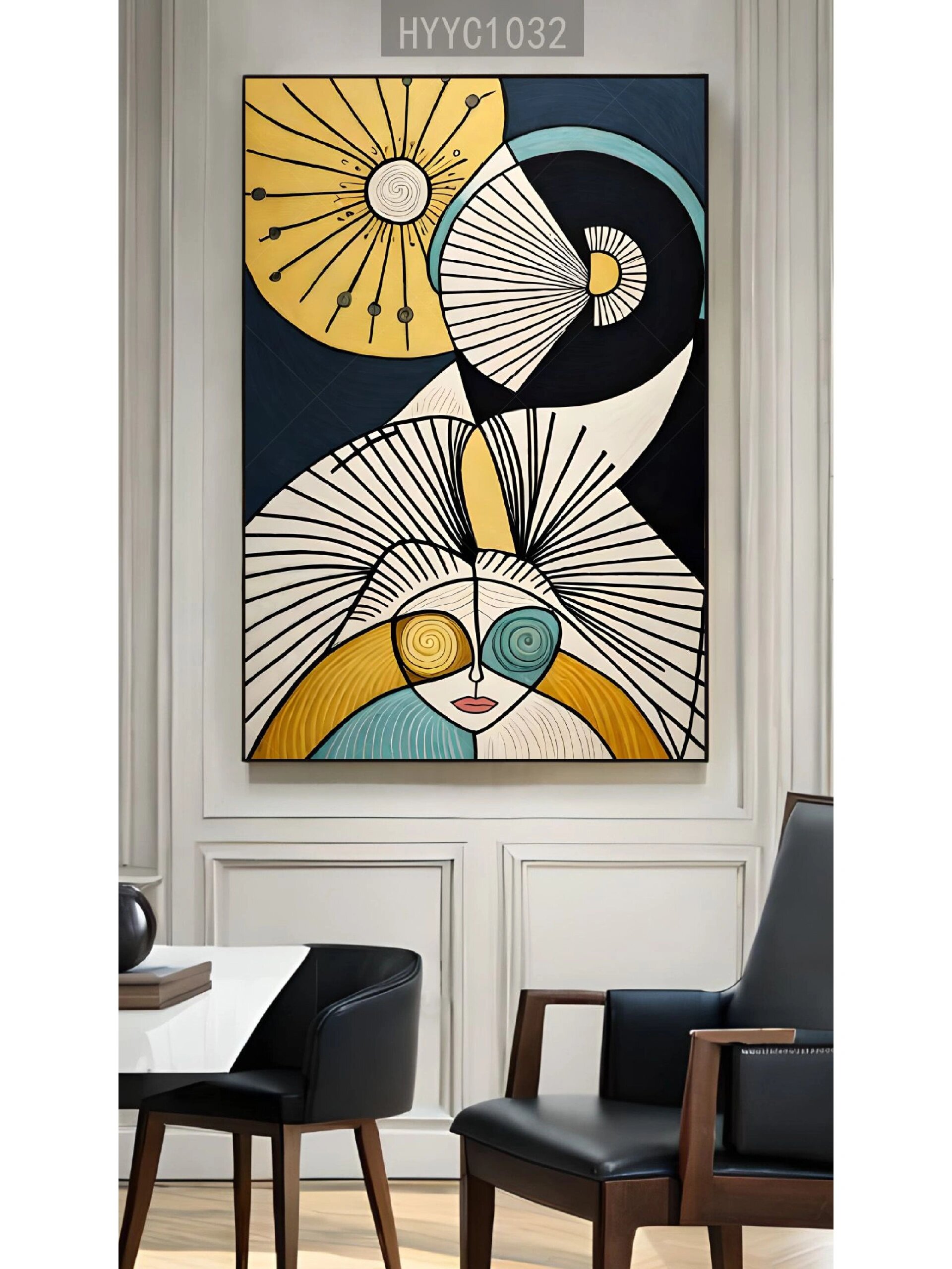 抽象圆圈美式复古轻奢风装饰画图片素材图库