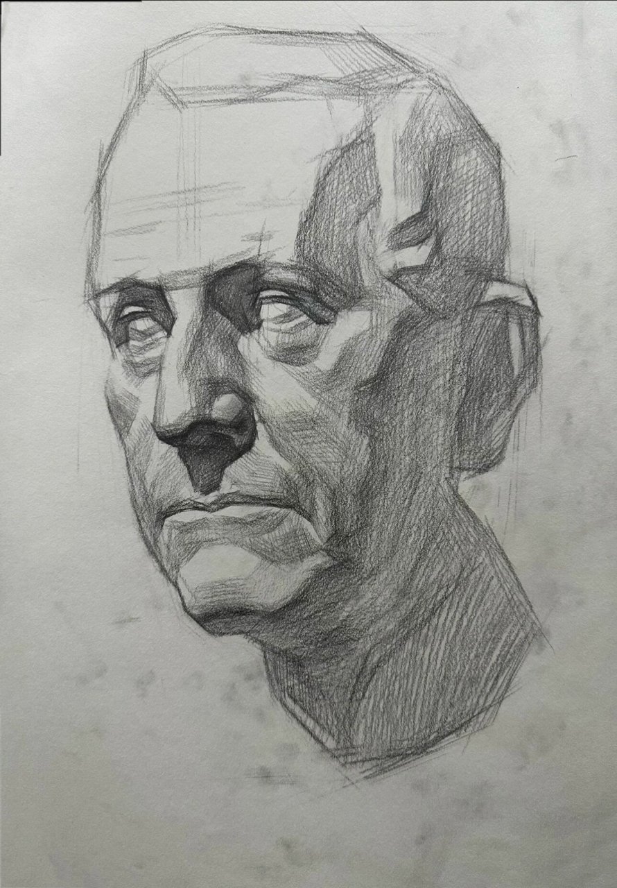 素描毛奇石膏像示范 素描新手必看!