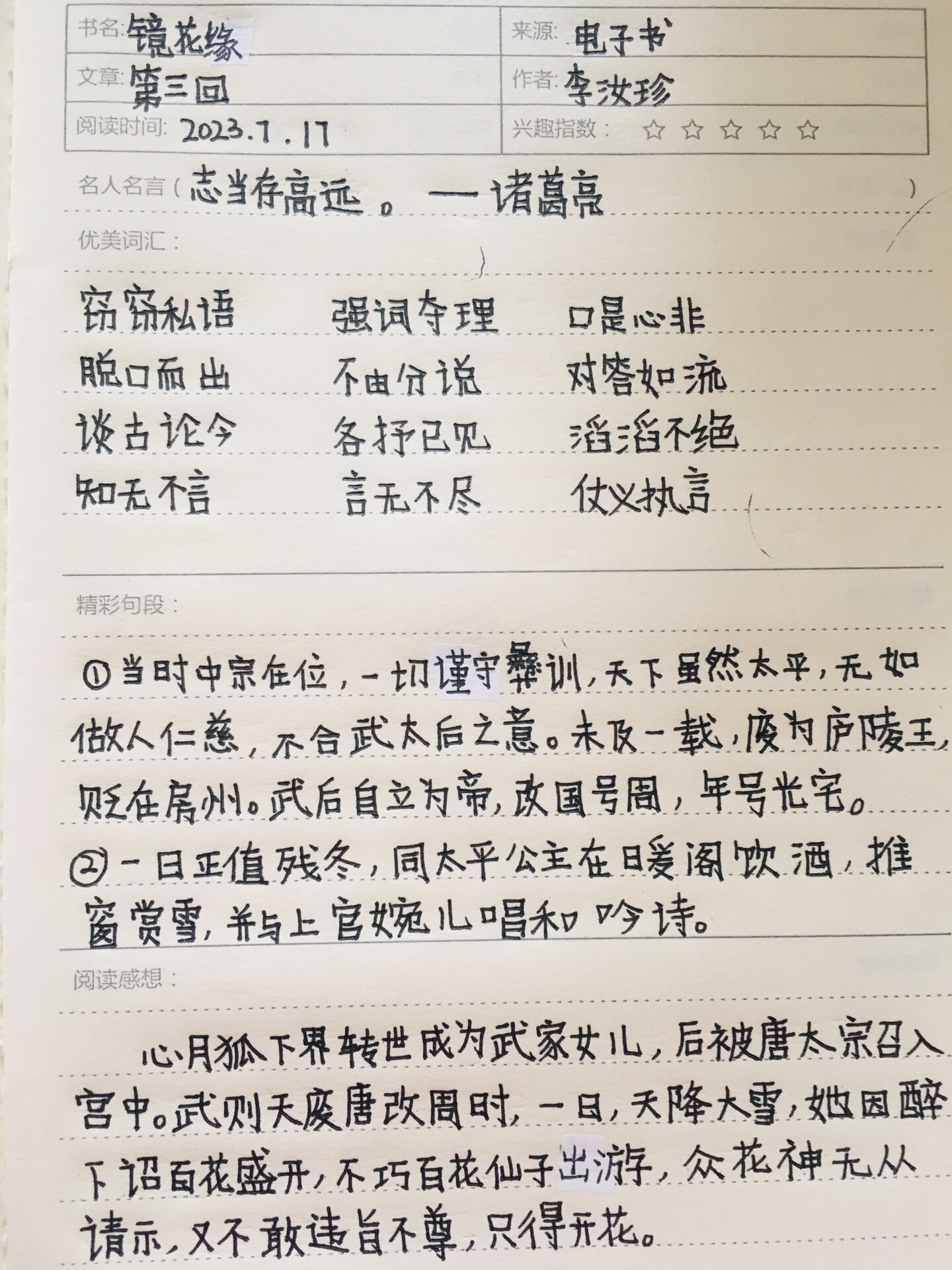 镜花缘读书小报图片