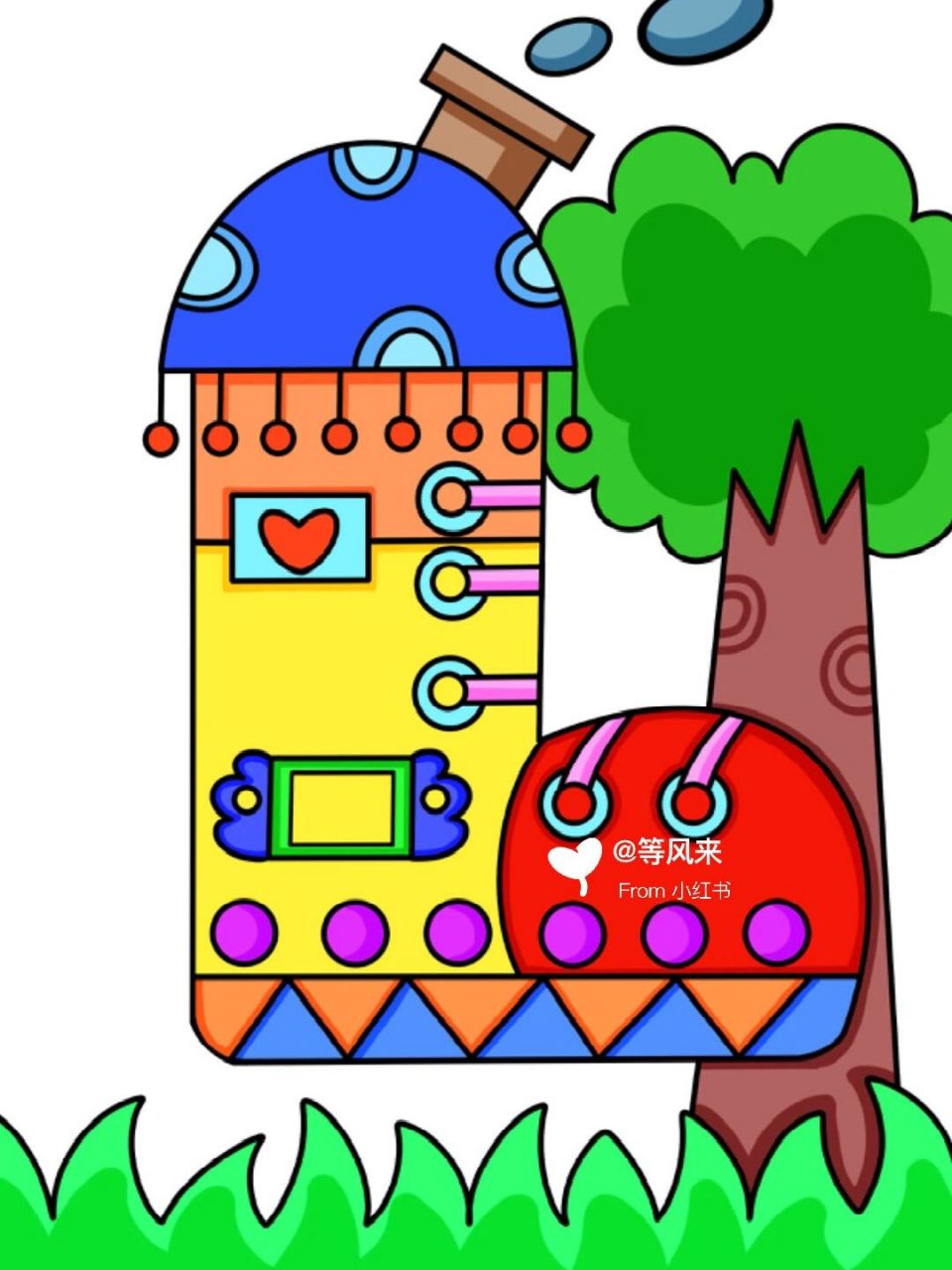 鞋子房子 创意画 儿童画 有线稿 #创意美术儿童画# #儿童简笔画