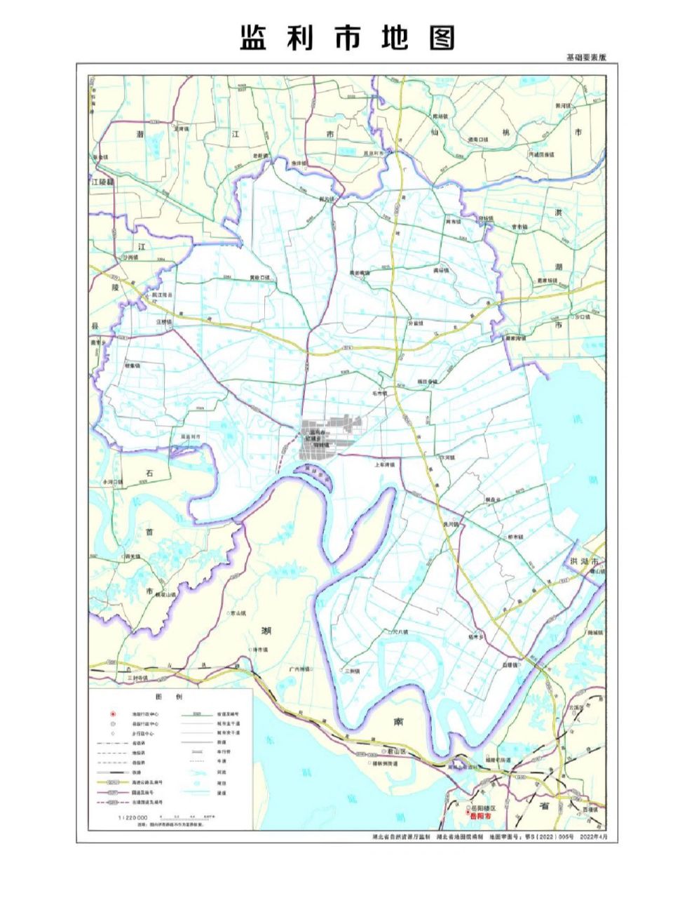 监利县地图高清版图片