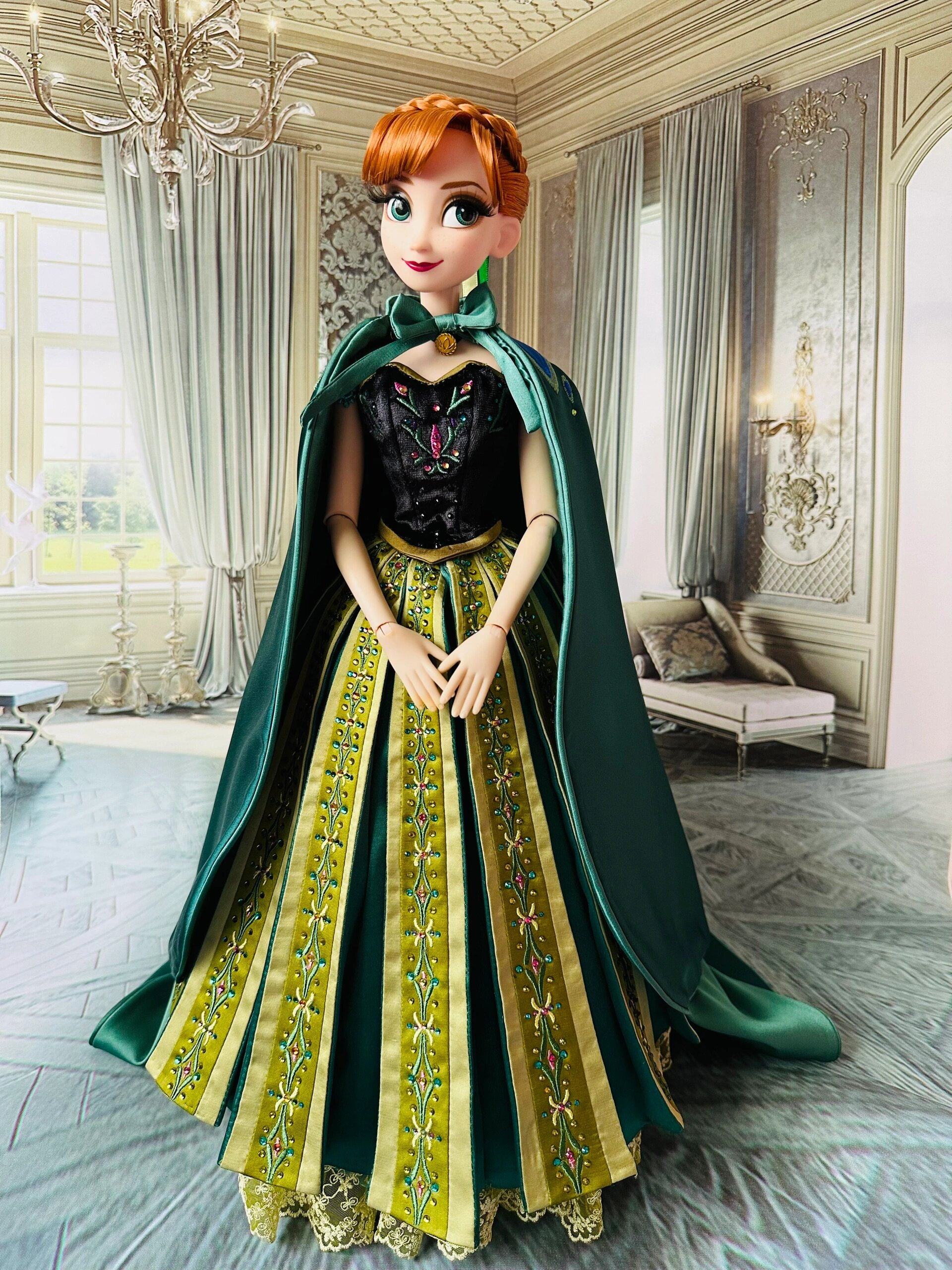 95迪士尼安娜娃娃 加冕94绿裙限量娃娃ooak 等了半年的绿裙,终于