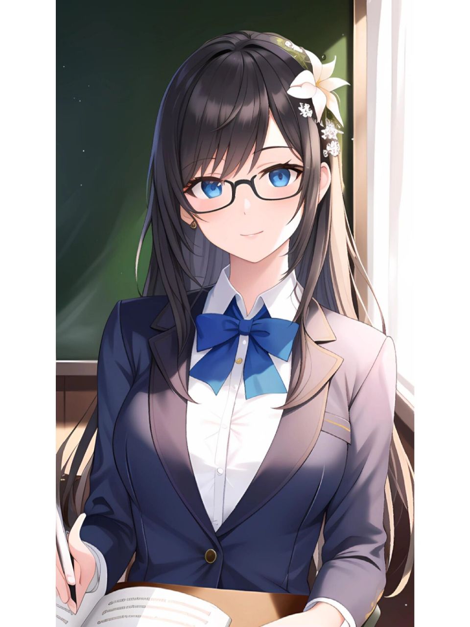 安静优雅的教室女老师,动漫二次元绘画人物