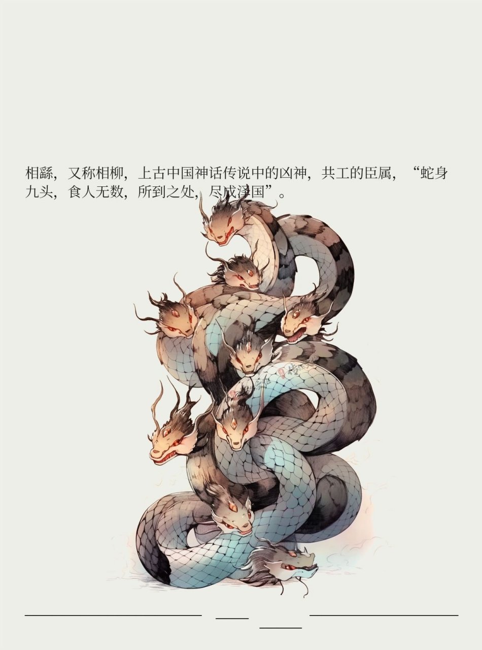 《山海经》中国神话传说上古神兽之相柳 7815 相繇,又称相柳,上古