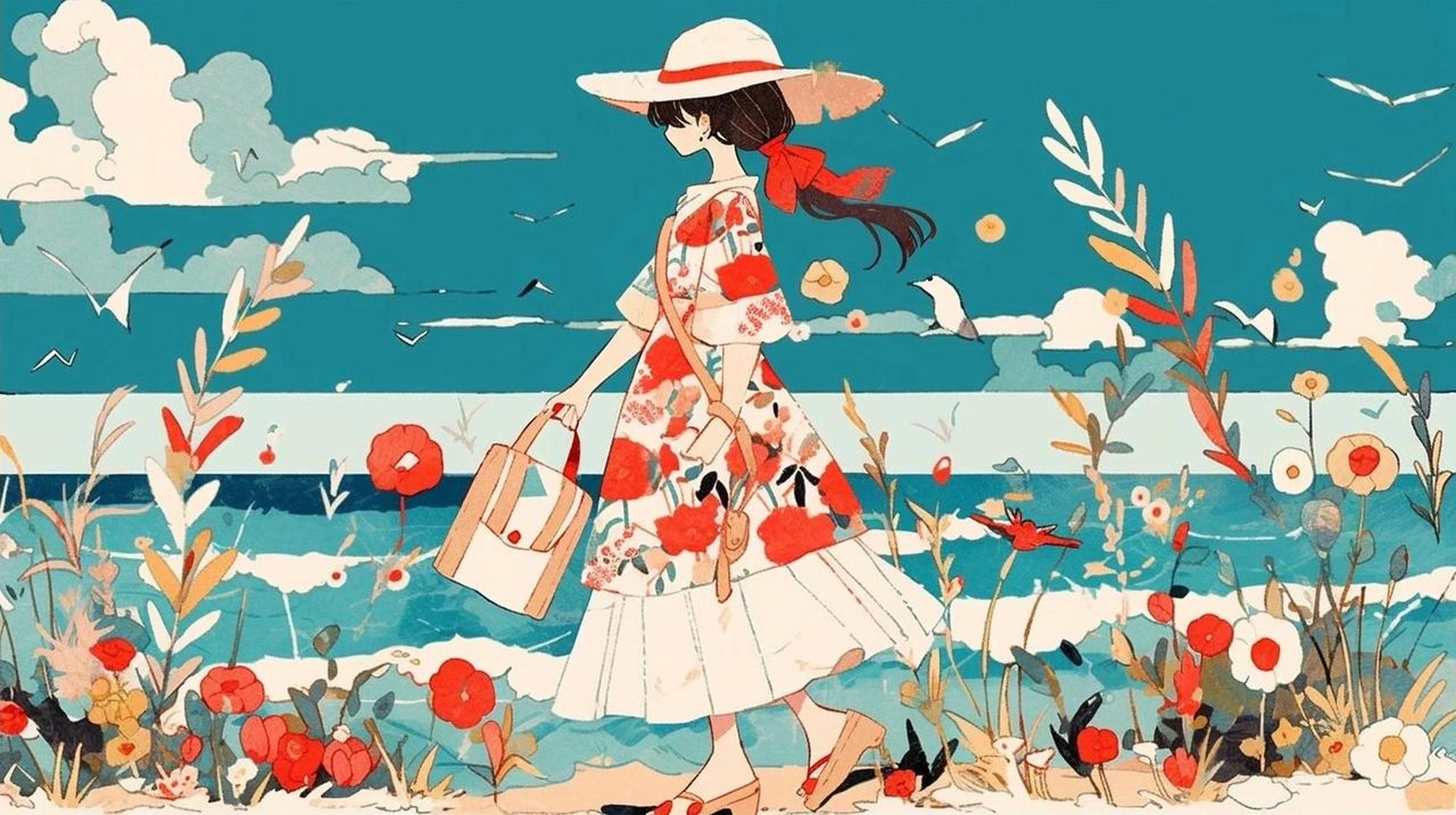 热带的夏日素材分享(三)ai绘画 midjourney 治愈画风 美图分享 治愈系