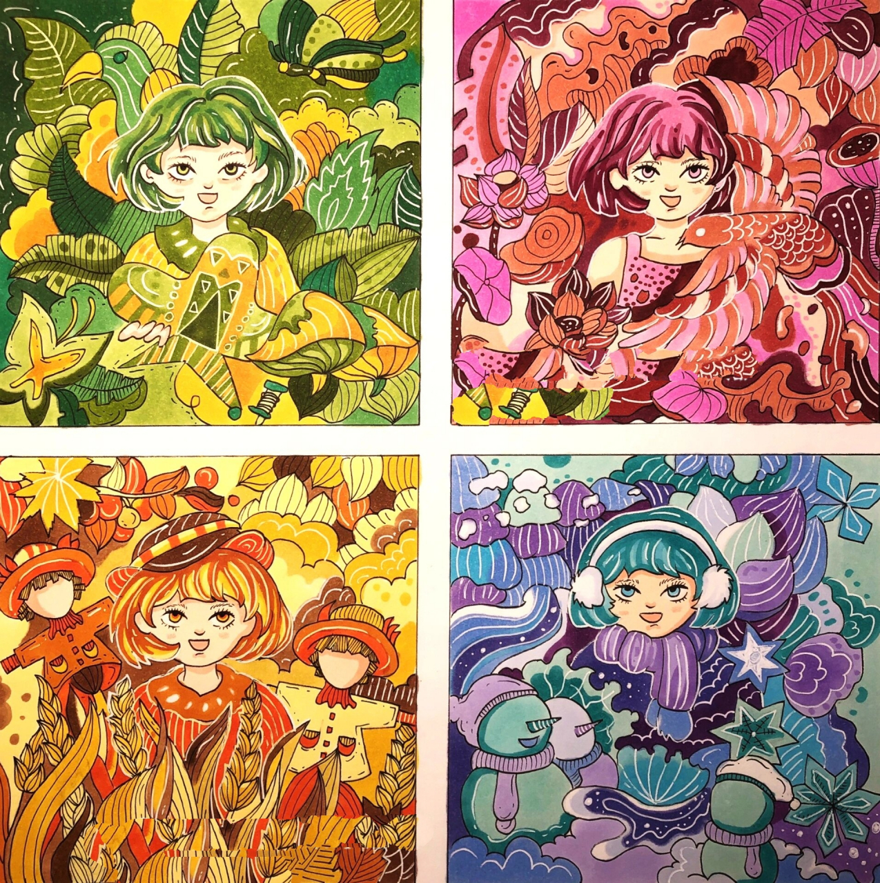 四季色彩创意构成装饰画最新优秀作品97 四季系列的任务一直是一个