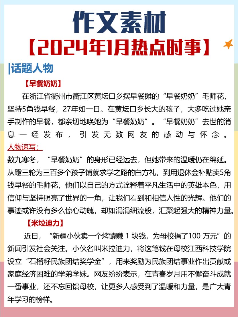 近期热点时事或人物素材200字(2021近期热点人物素材100字)