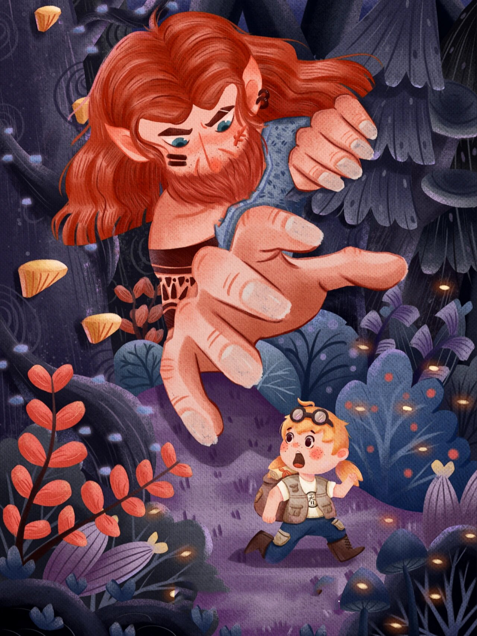 原创儿童插画|乔乔的巨人国历险(附过程) "快跑!