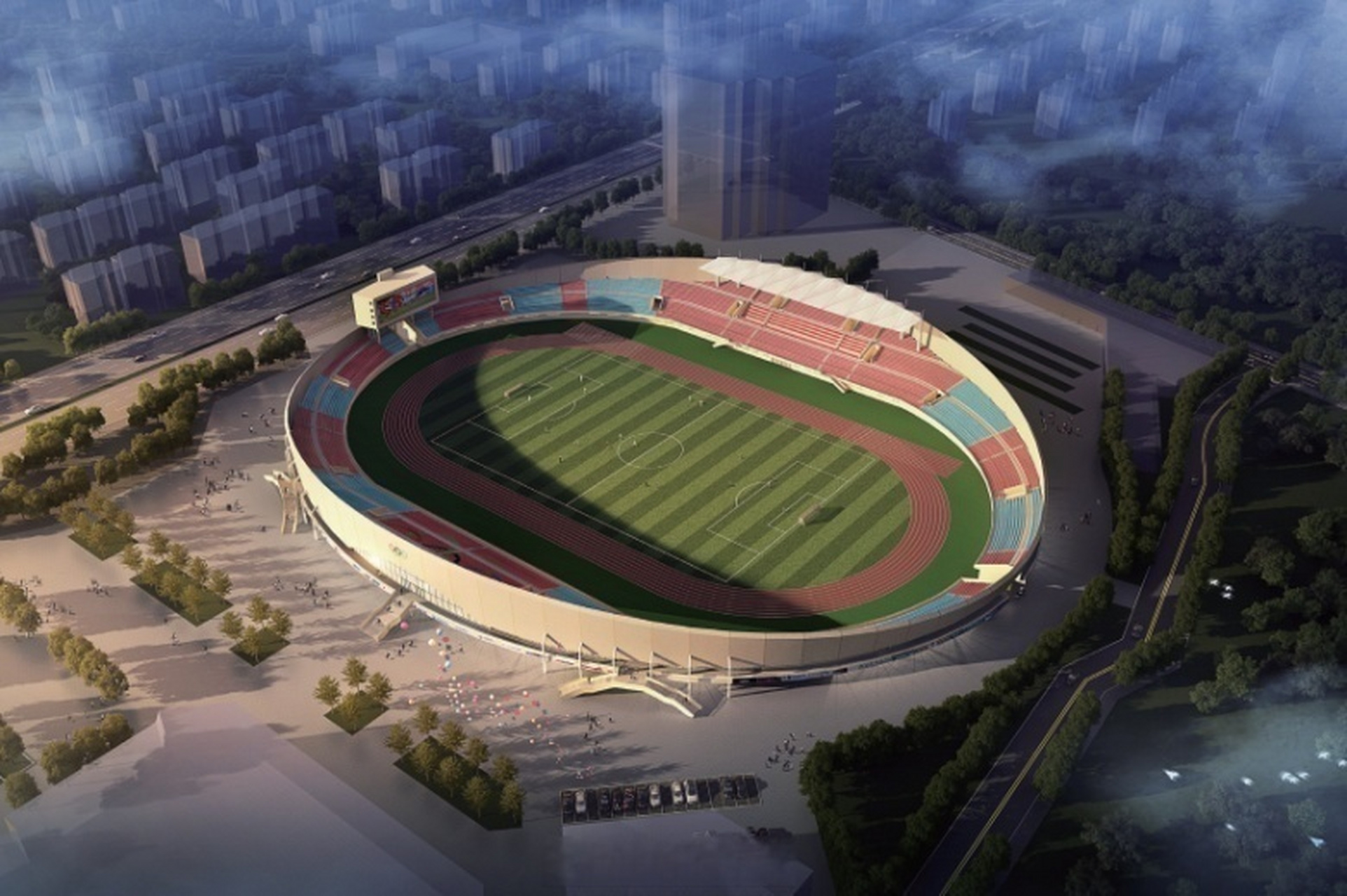 亚运会# 温州体育中心体育场为亚运会足球项目比赛场馆,位于温州市