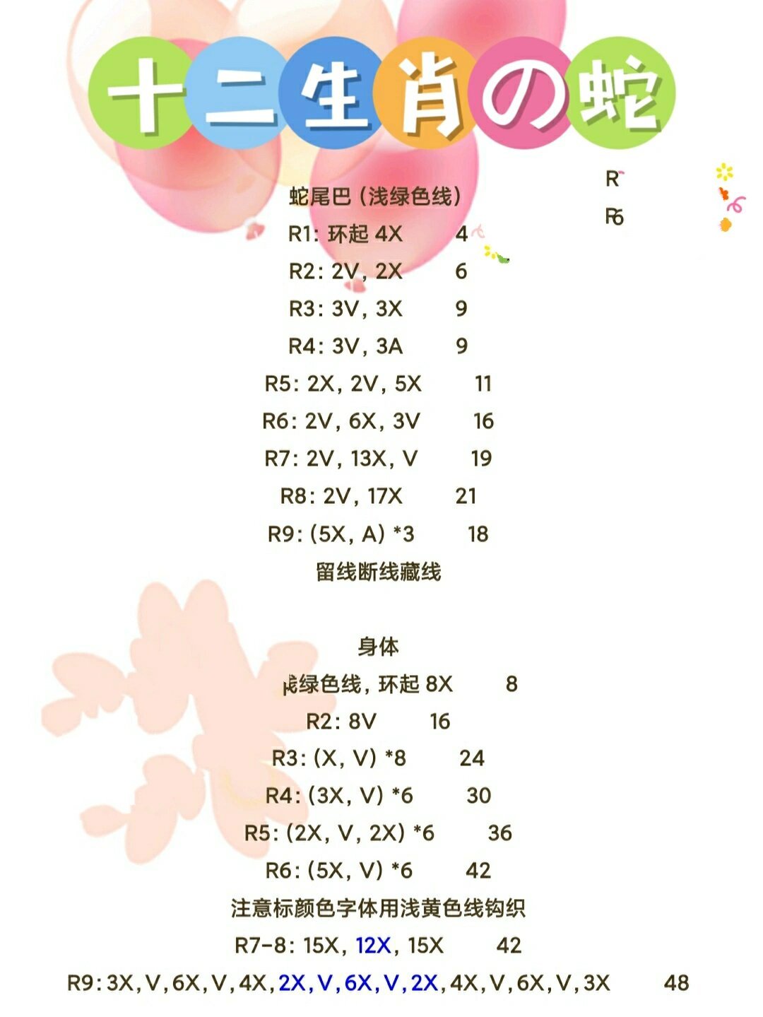 十二生肖之蛇钩织图解!
