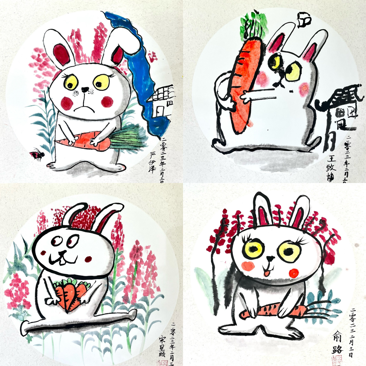 儿童水墨画|可爱兔子92 第一次让孩子们尝试水墨画哎,好可爱呀