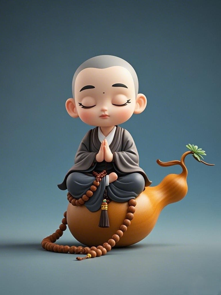 小和尚静静打坐,禅意十足,仿佛能净化心灵