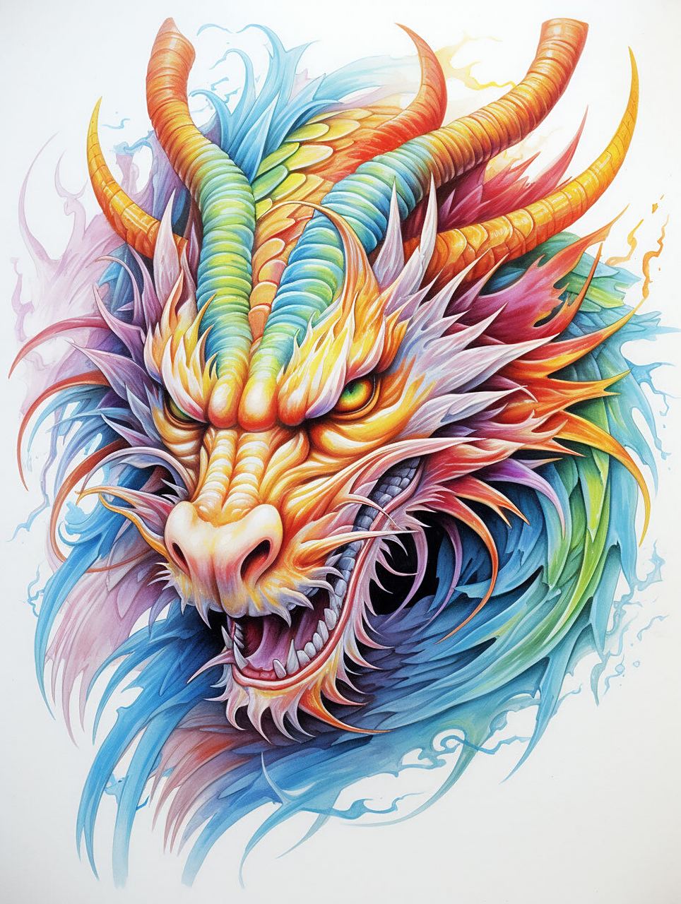 彩铅画龙来点颜色看看 彩铅的色彩给人一种不一样的感觉#彩铅画#02