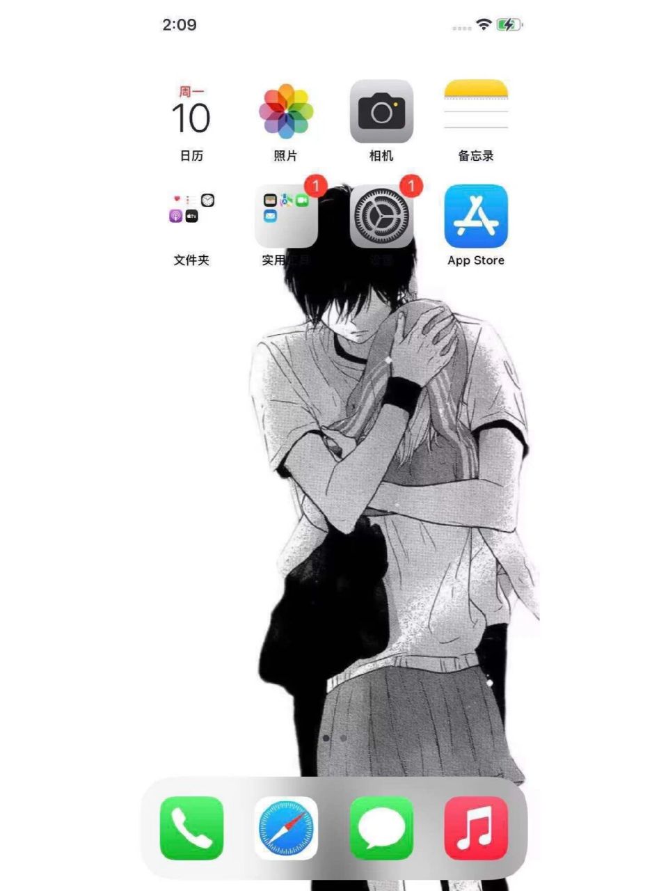 情侣壁纸#黑白动漫壁纸 10.10黑白锁屏这组真的绝绝子!