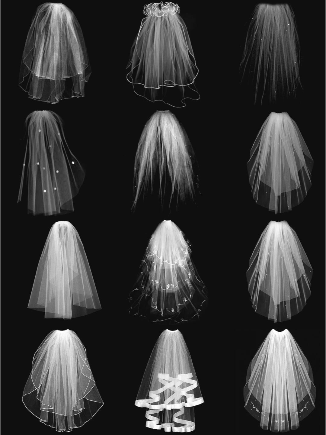 白色婚纱头纱透明免抠图案素材