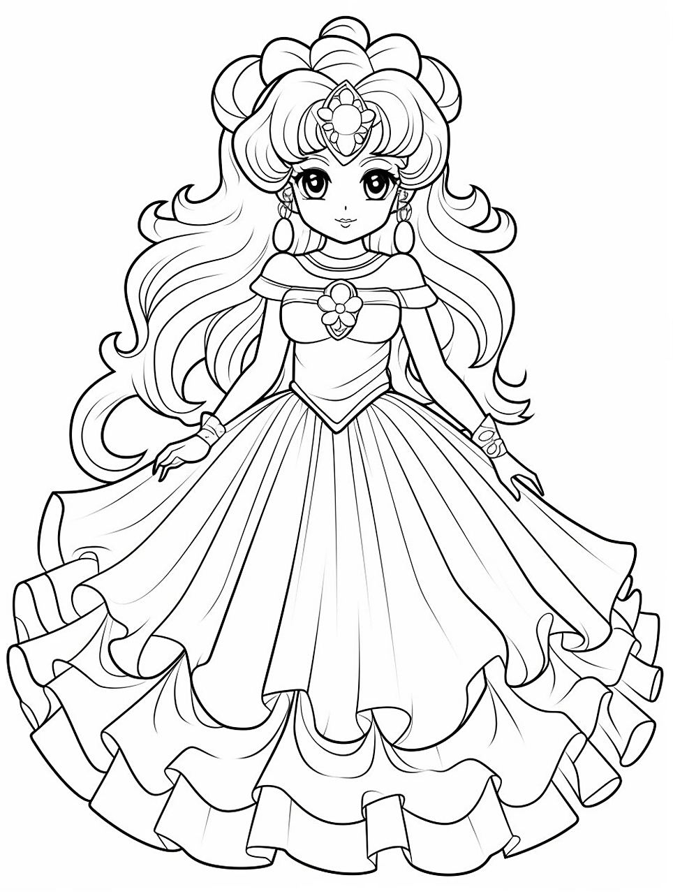 儿童涂色线稿|公主系列(2)|可打印 每个女孩心中都住着一个公主 ❤