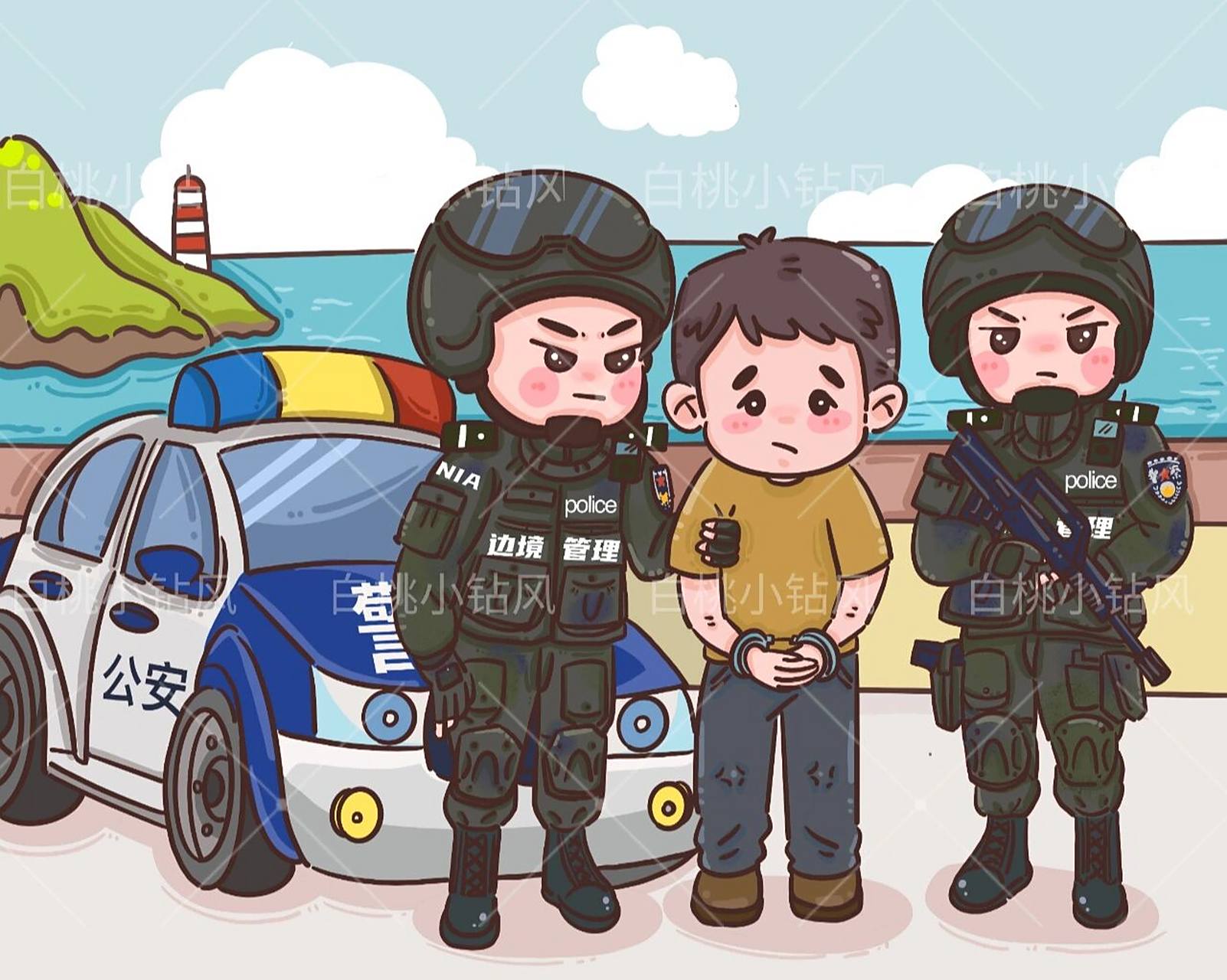 原创手绘警察漫画 之边境管理 帅气小哥哥      第一次画警察小哥哥