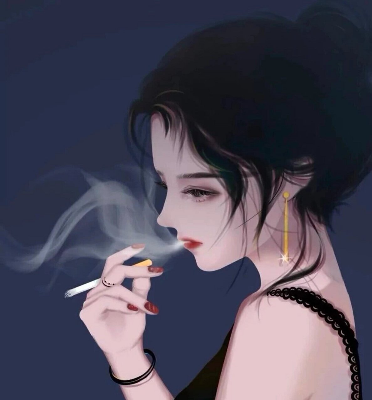 叼根烟的女生动漫头像图片