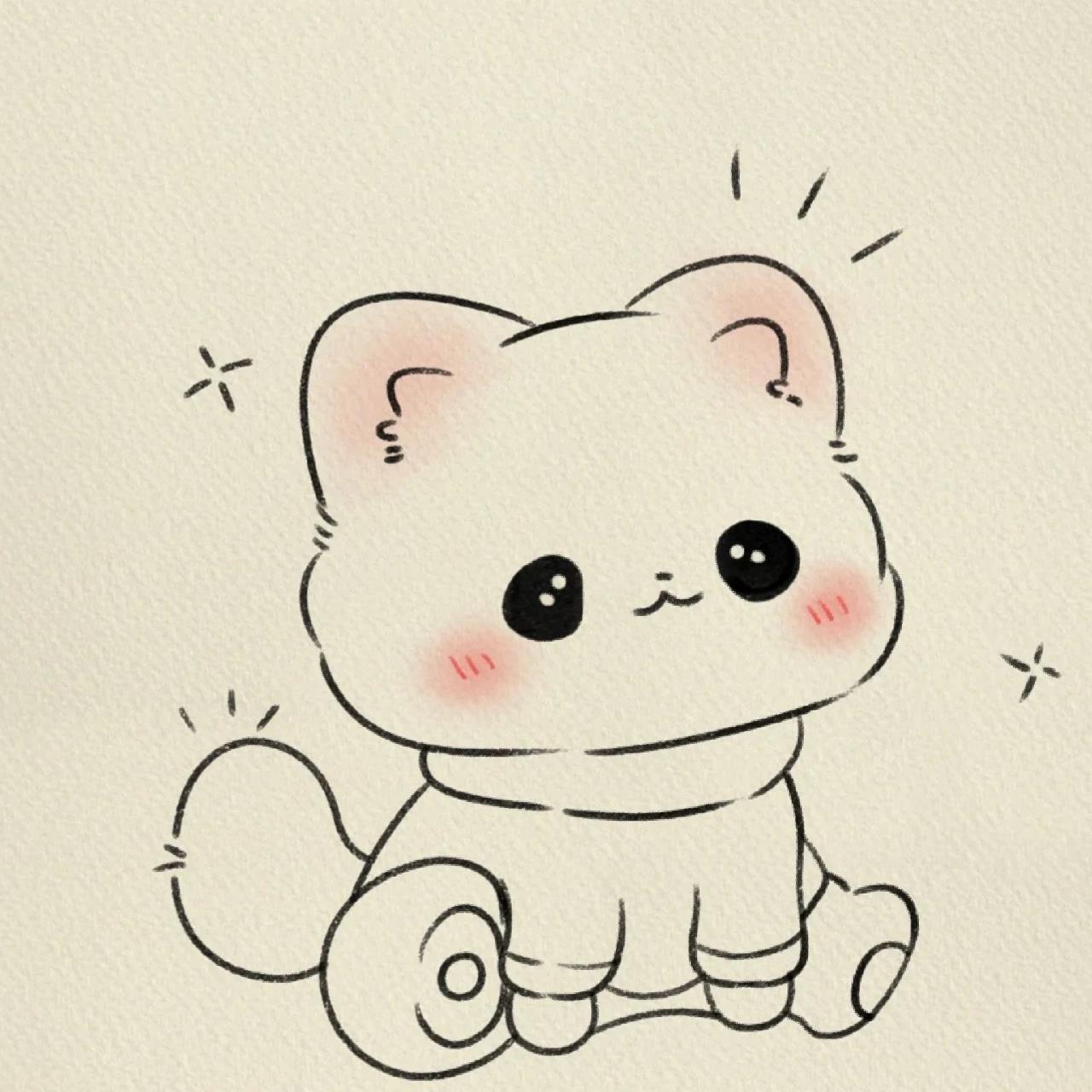 可爱呆萌小猫咪简笔画.给我点个小星星吧,谢谢啦.