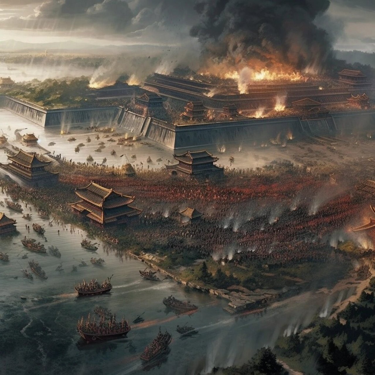 火烧赤壁 中国古代大型战场 	 火烧赤壁:东汉末年,孙权,刘备联军于