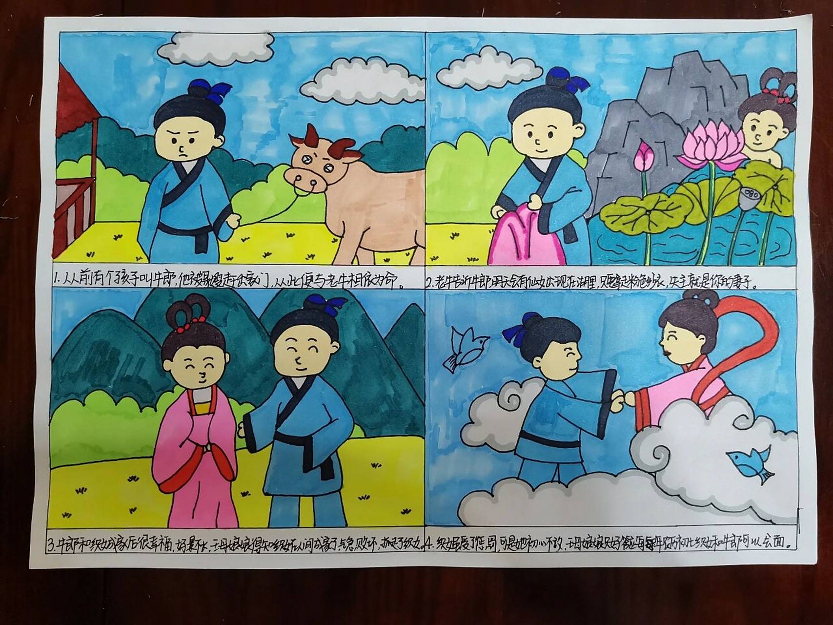 牛郎织女手绘连环画,4连环70给大家做参考 有个字写错了呦!