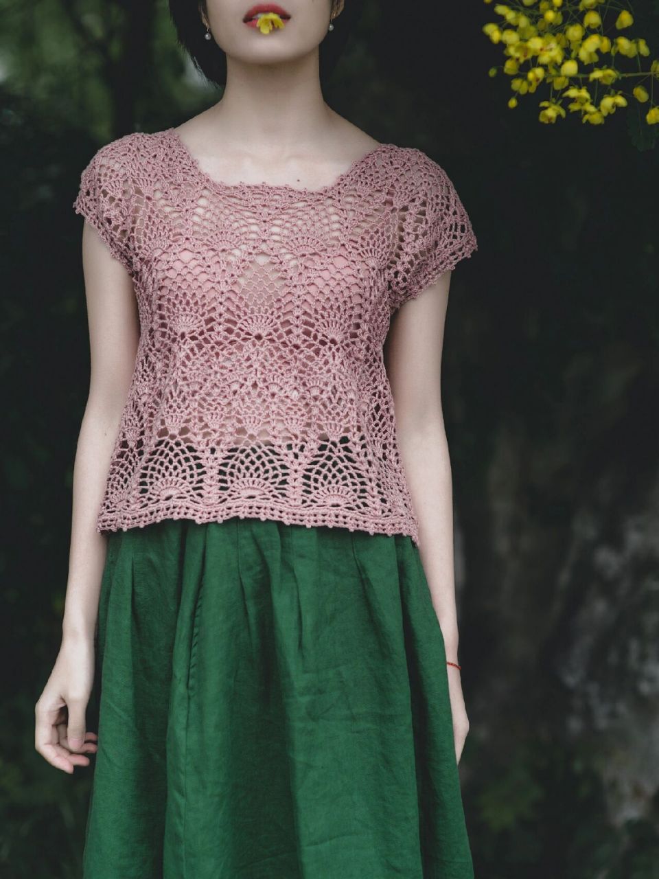 编织人生|温风-亚麻钩针小衫(附图解) 【编织线材】云素亚麻 一股钩