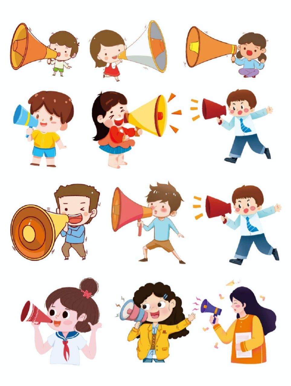 今天给大家分享一波卡通人物拿喇叭宣传png素材. 喜欢的友友们可以点.
