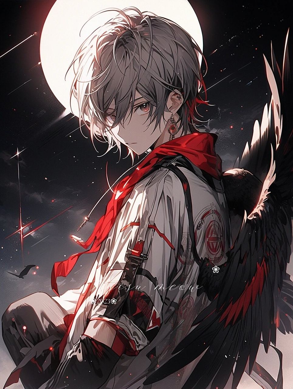 怒月血瞳|月夜天狗红黑色系帅气男生头像 这个回眸,你爱了吗?