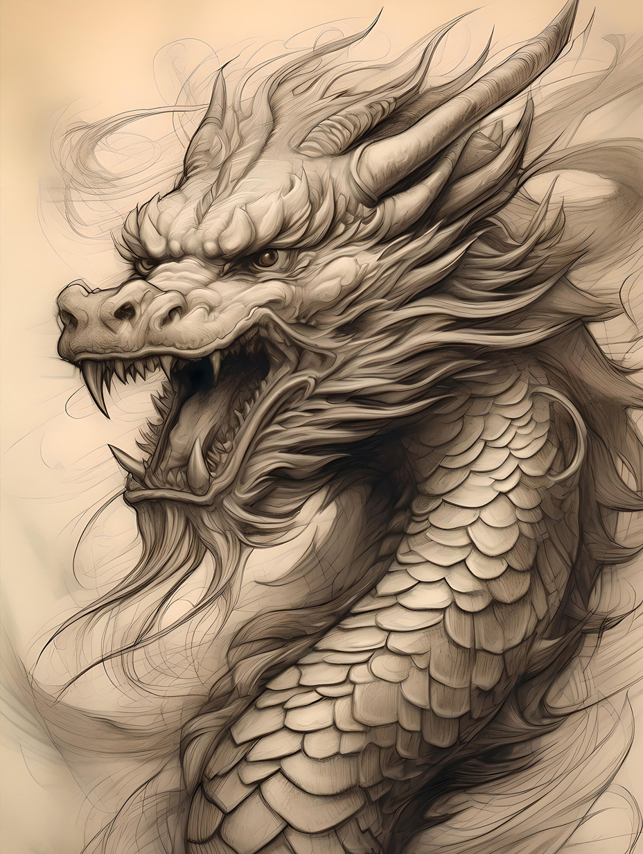 素描龙ai生成达芬奇风格龙素描图分享
