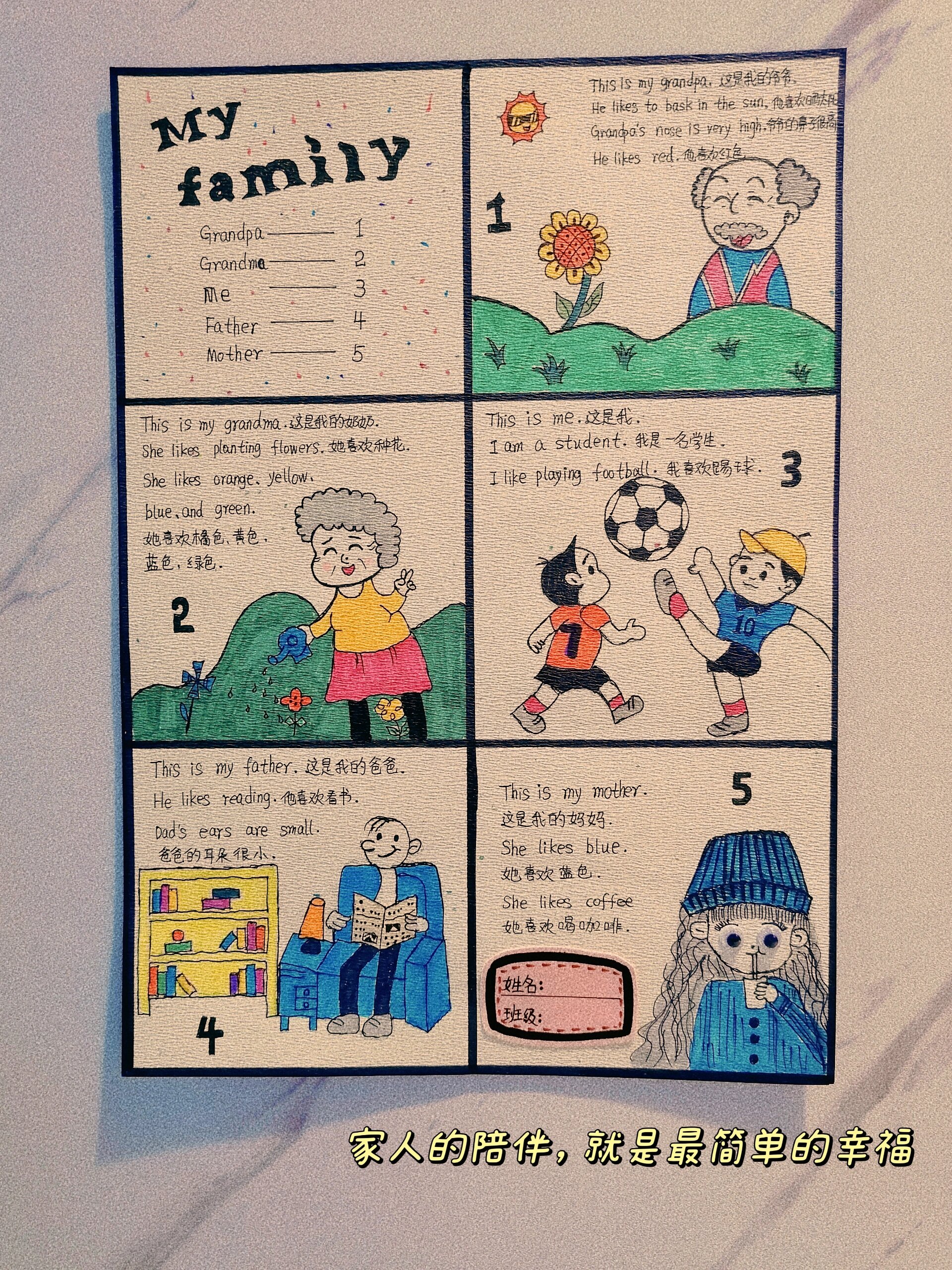 my family我的家人手抄报