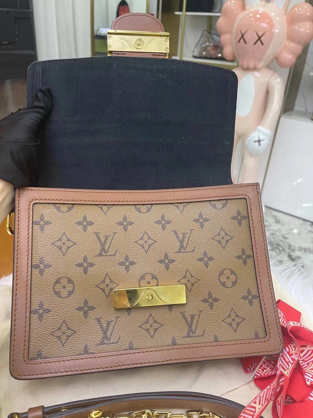 lv拼色老花达芙妮97中号链条包 20年lv/路易威登拼色老花 达芙妮